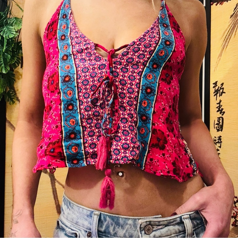 Abbeline Festival Boho Printed Spaghetti Strap Crop Tank Top​